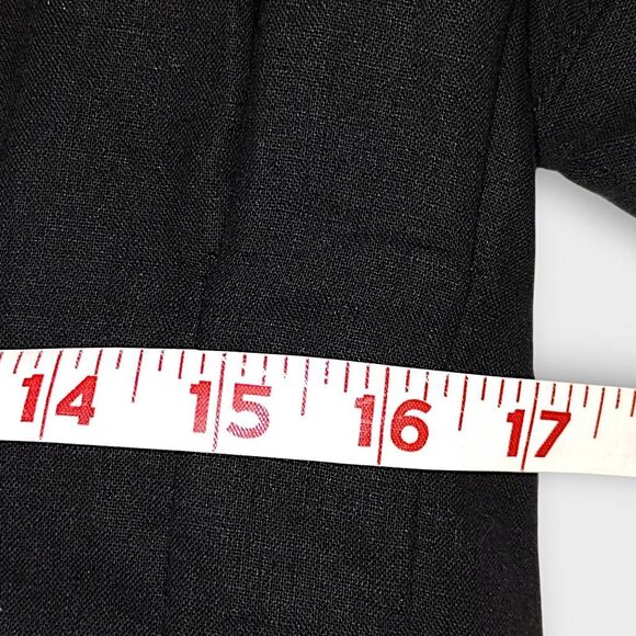 H by Halston Womens‎ Dress Sz 14 Black Linen Midi Shirt Short Sleeve Lagenlook - Picture 14 of 15